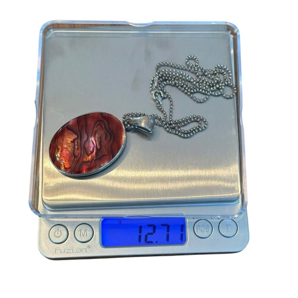 Charles Albert Sterling Silver 925 Abalone Pendant Necklace Earrings Set 18.45g - Picture 8 of 16